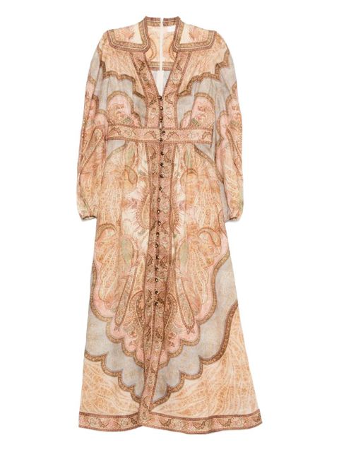 ZIMMERMANN Wanderlust plunge midi dress - Neutrals - zdjęcie produktu nr 1