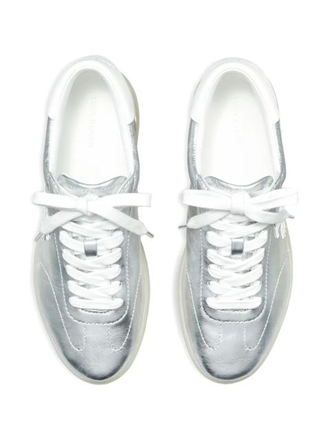 Tory Burch Phoenix metallic-leather sneakers - Silver