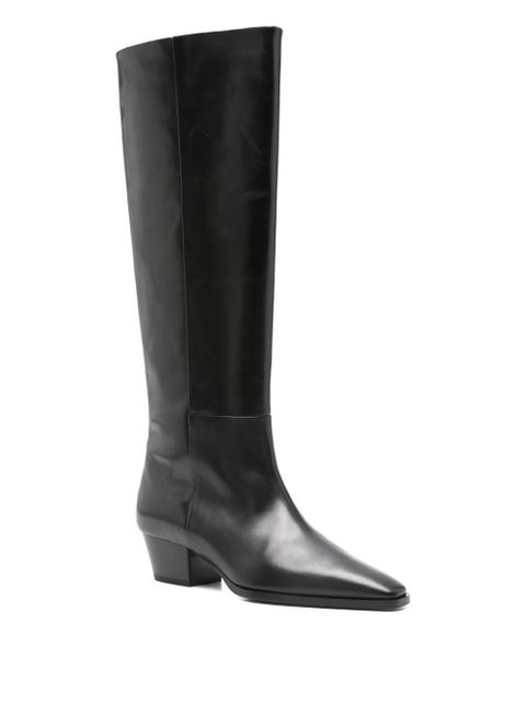 Aeyde 50mm Medea leather pointed-toe knee-high boots - Black