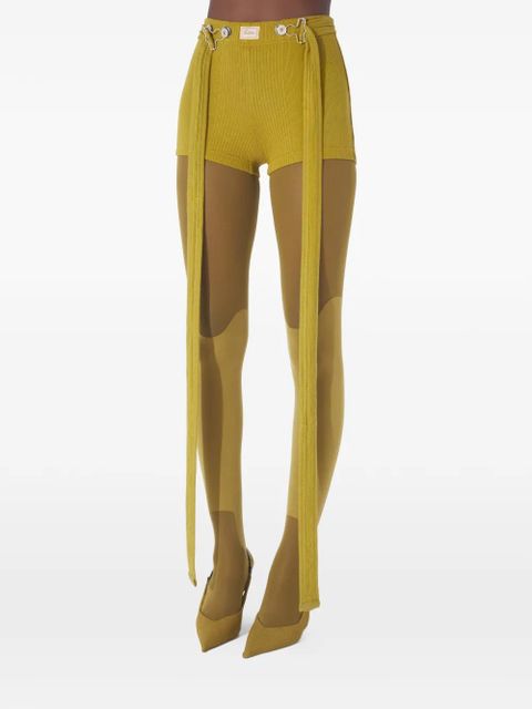 Jean Paul Gaultier ribbed patch-detail trousers - Yellow