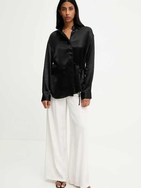 Answear.LAB koszula damska kolor czarny relaxed z kołnierzykiem klasycznym