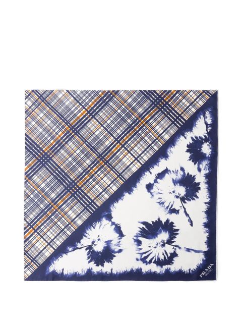 Prada printed silk twill scarf - White