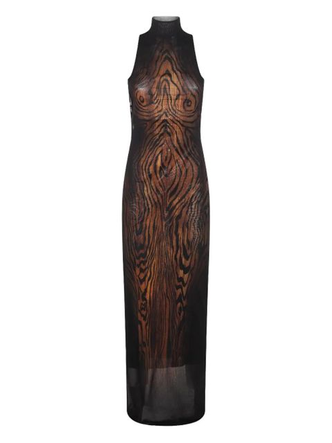 Jean Paul Gaultier high-neck wood-print dress - Black - zdjęcie produktu nr 1