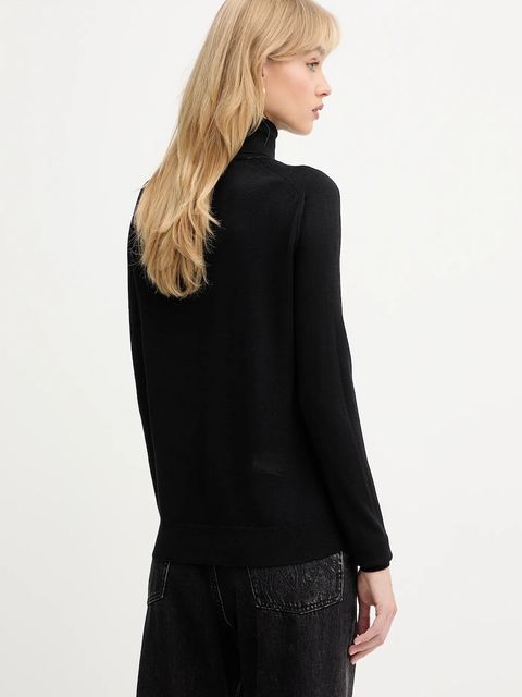 Trussardi sweter wełniany damski kolor czarny lekki z golfem M0106001164N - zdjęcie produktu nr 2