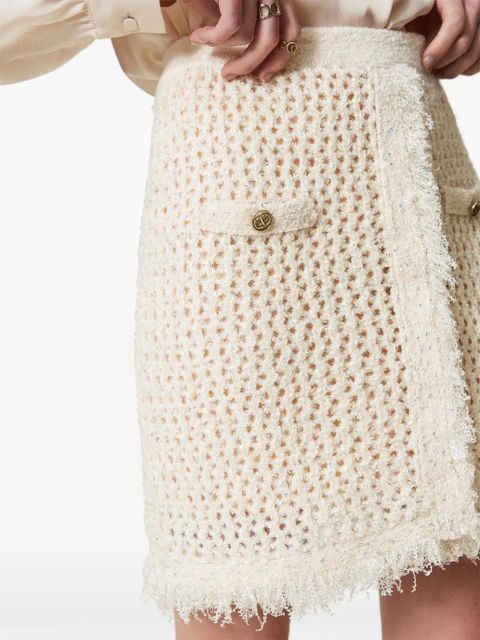 TWINSET mesh-knit miniskirt - White