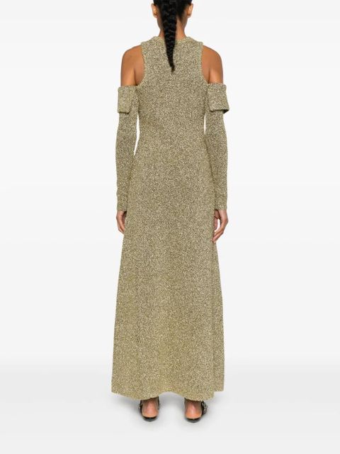 GANNI cold-shoulder maxi dress - Gold