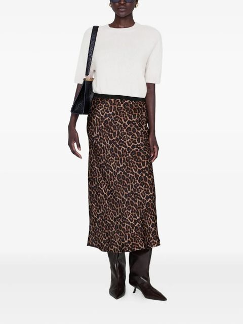 ANINE BING animal-print silk skirt - Brown - zdjęcie produktu nr 2
