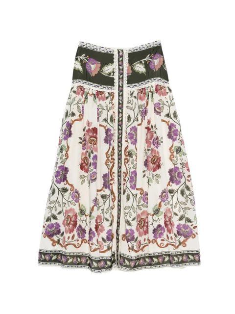 FARM Rio floral-print midi skirt - Neutrals - zdjęcie produktu nr 1
