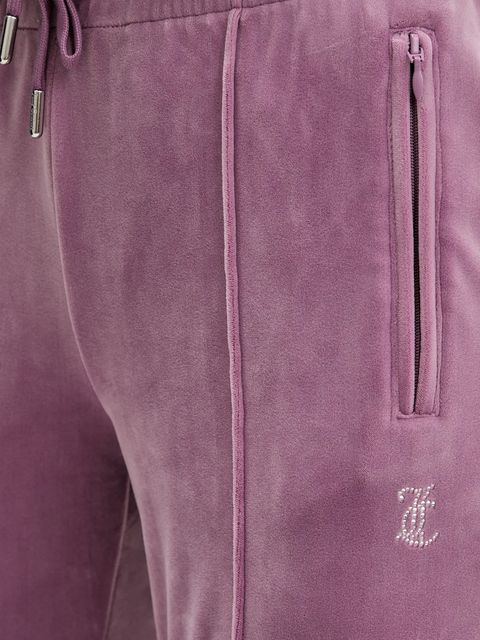 Juicy Couture spodnie dresowe welurowe damskie kolor fioletowy z aplikacją JCWBJ225307