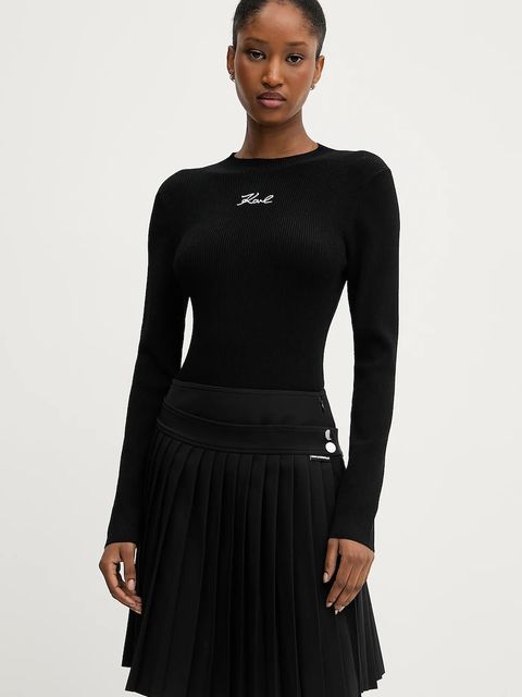 Karl Lagerfeld sweter damski kolor czarny lekki A3W18025 - zdjęcie produktu nr 1