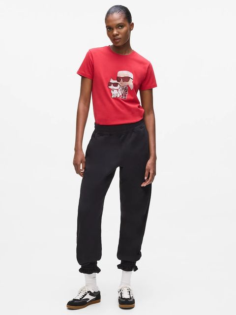 Karl Lagerfeld spodnie dresowe IKON damskie kolor czarny gładkie A4W10099 - zdjęcie produktu nr 1