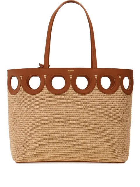 Ferragamo large raffia tote bag - Neutrals - zdjęcie produktu nr 1