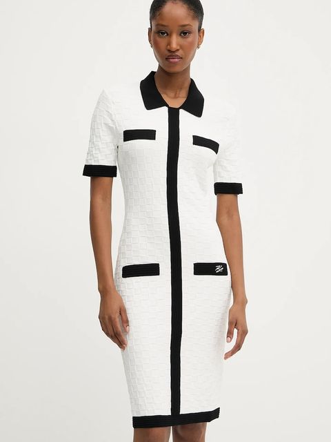 Karl Lagerfeld sukienka kolor biały mini dopasowana A3W13036 - zdjęcie produktu nr 2