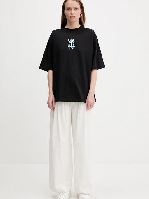 Calvin Klein Jeans t-shirt bawełniany damski kolor czarny LV047C818G - zdjęcie produktu nr 2