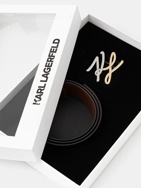 Karl Lagerfeld pasek skórzany dwustronny K/AUTOGRAPH damski kolor czarny B1W33044
