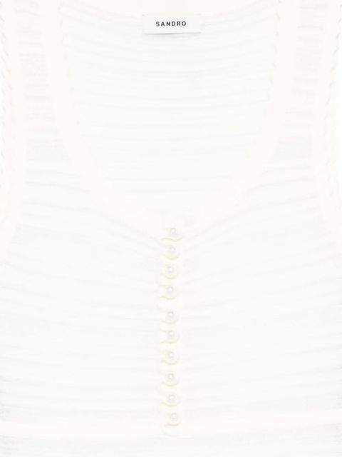SANDRO pearl-button knitted bodysuit - White