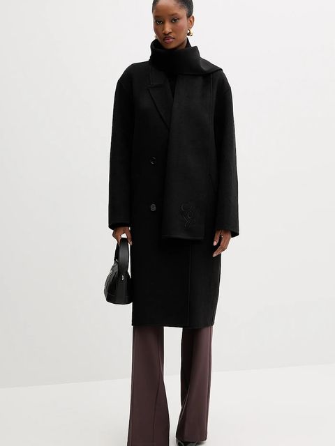 Liu Jo płaszcz z wełną kolor czarny MF5025 T4627