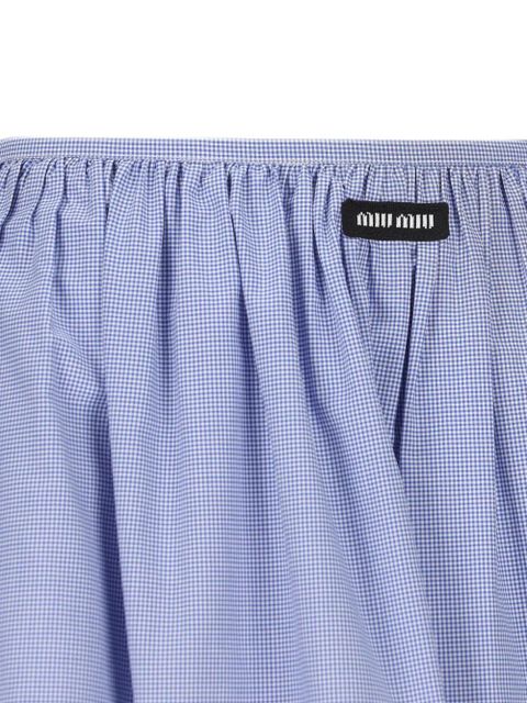 Miu Miu gathered-waist logo midi skirt - Blue