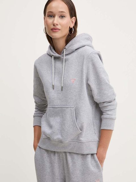 Guess Jeans bluza damska kolor szary z kapturem gładka W4YQ04 KC811 - zdjęcie produktu nr 1