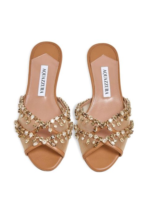 Aquazzura Temptation crystal-embellished mesh sandals - Brown