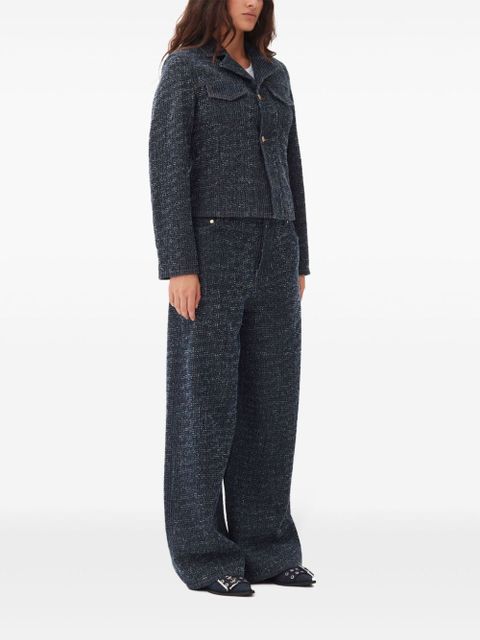 GANNI fluffy denim fitted blazer - Blue