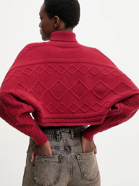 Answear.LAB sweter z kaszmirem damski kolor czerwony ciepły z golfem - zdjęcie produktu nr 1