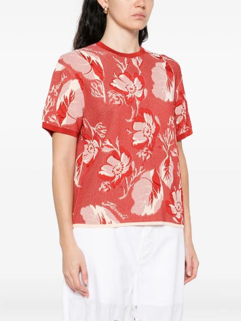 FENDI floral-pattern short-sleeved T-shirt - Red - zdjęcie produktu nr 2
