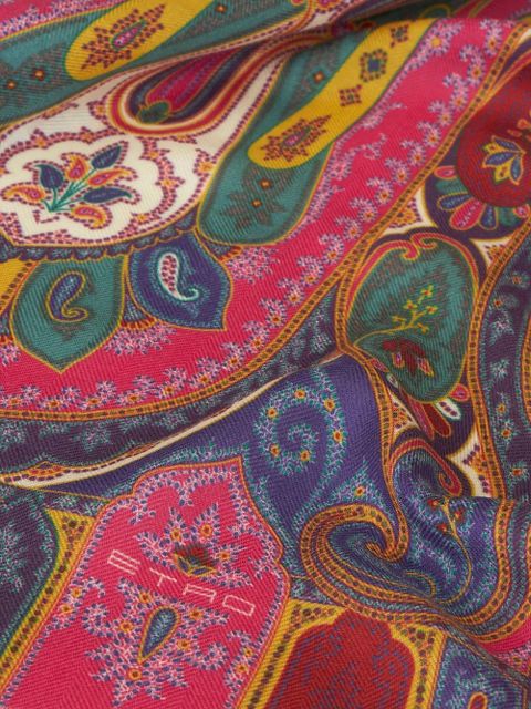ETRO paisley-print frayed-edge cashmere-blend scarf - Red - zdjęcie produktu nr 2