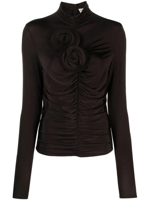 Magda Butrym floral-appliqué ruched top - Black - zdjęcie produktu nr 1