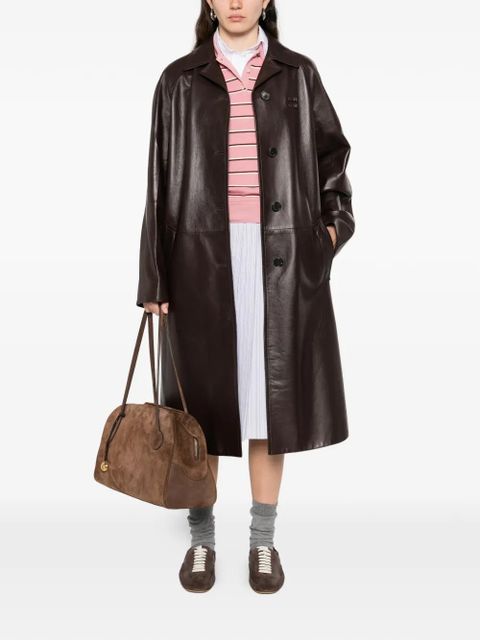 Miu Miu logo-detail button coat - Brown - zdjęcie produktu nr 2