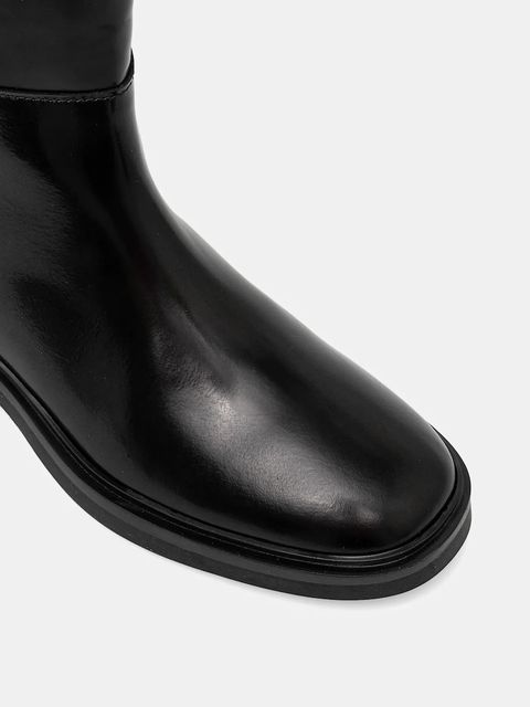 Tommy Hilfiger kozaki skórzane TH MINIMAL ABRASIVATO LONG BOOT damskie kolor czarny na słupku FW0FW08979