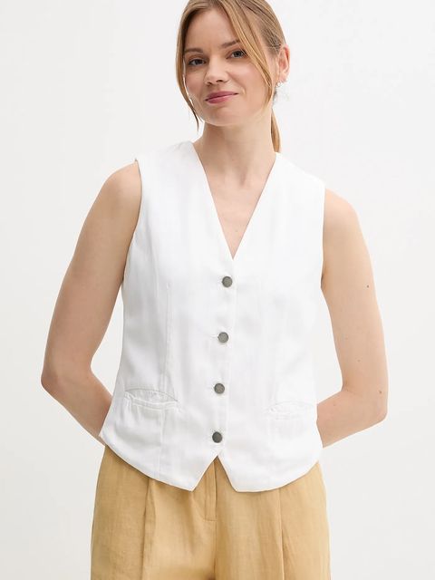 United Colors of Benetton kamizelka kolor biały jednorzędowa 2LEDDJ00G - zdjęcie produktu nr 1