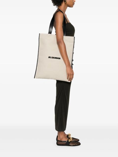 Jil Sander Flat embroidered-logo tote bag - Neutrals - zdjęcie produktu nr 2