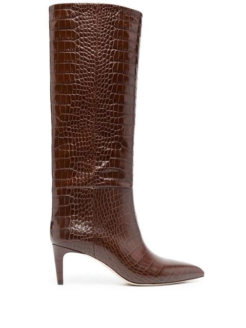 Paris Texas 65mm crocodile-effect leather boots - Brown - zdjęcie produktu nr 1