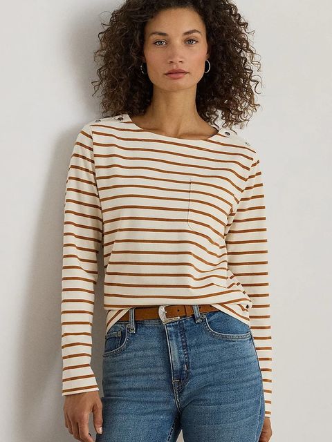 Lauren Ralph Lauren longsleeve bawełniany damskie kolor beżowy 200980155 - zdjęcie produktu nr 1