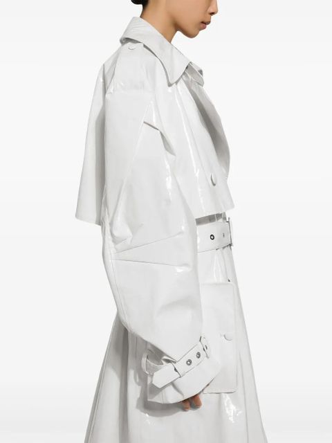 Dolce & Gabbana belted patent-finish trench coat - White