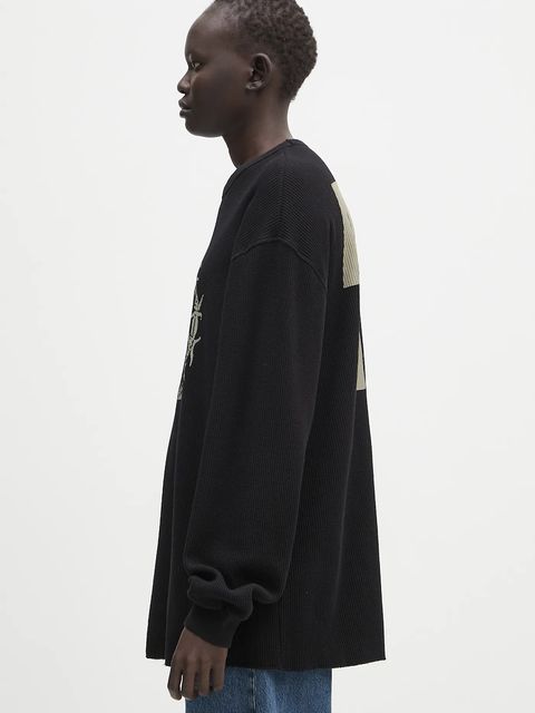 Aries bluza bawełniana Peace Press Gothic Waffle LS Tee