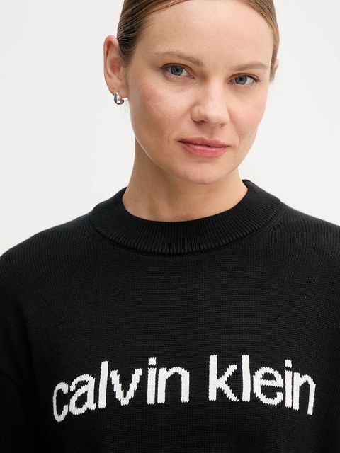 Calvin Klein Jeans sweter bawełniany damski kolor czarny lekki LV047C311G