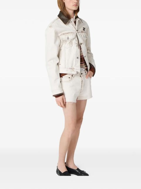 Miu Miu contrasting-stitching denim shorts - White