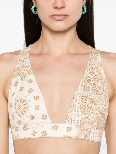 MC2 Saint Barth bandana-print denim bralette top - Neutrals