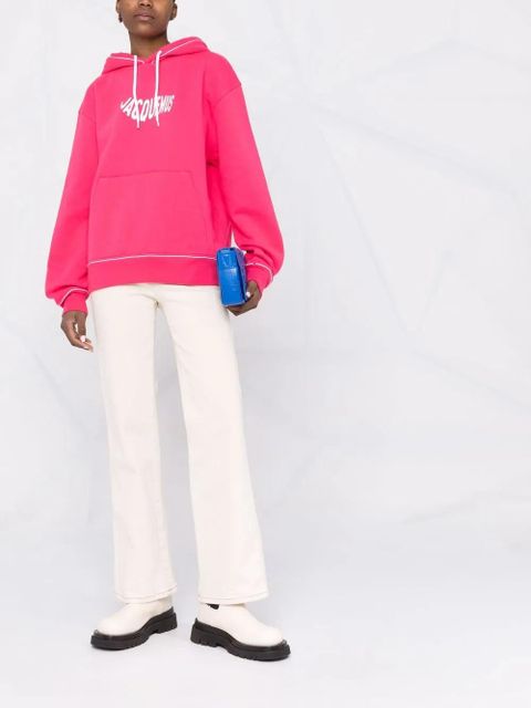 Jacquemus logo wave print hoodie - Pink