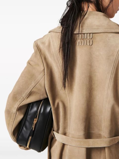 Miu Miu double-breasted suede coat - Neutrals