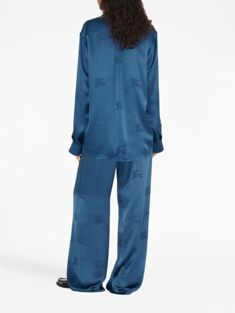 Burberry logo-jacquard wide-leg trousers - Blue