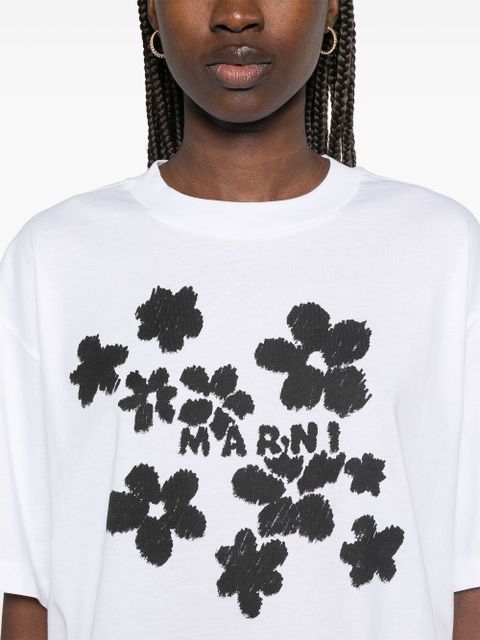 Marni floral-print T-shirt - White