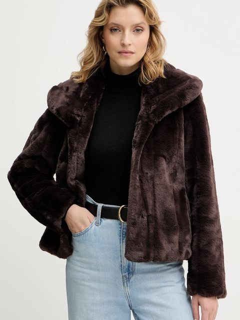 Guess kurtka damska kolor brązowy przejściowa