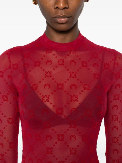 Marine Serre long-sleeve patterned top - Red