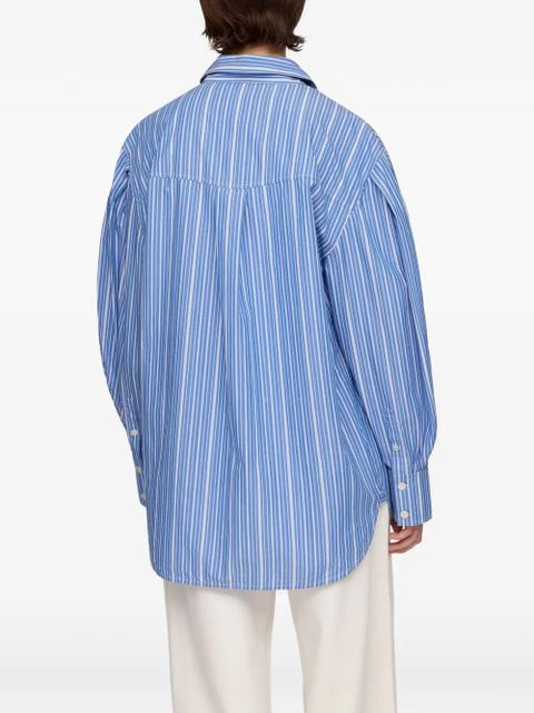 GANNI striped balloon-sleeve shirt - Blue