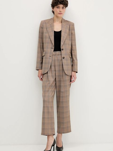 Sisley spodnie damskie kolor beżowy fason cygaretki high waist 4L0SLF07I - zdjęcie produktu nr 2