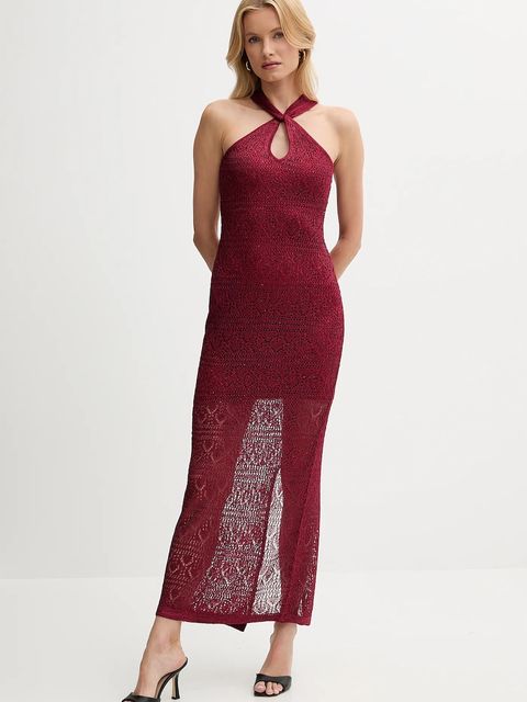 Guess sukienka CYNTHIA kolor czerwony maxi dopasowana W5YK48 Z37G0