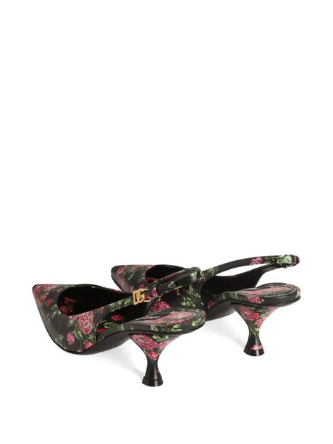 Dolce & Gabbana 60mm floral slingback slippers - Black